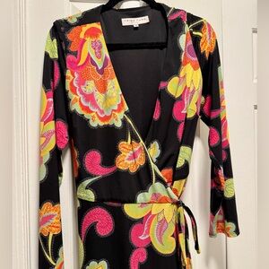 Trina Turk Multicolor Floral Patterned Jersey Wrap Maxi Dress